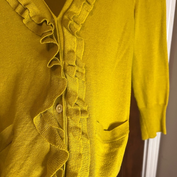 J. Crew Women's Mustard Ruffle Cardigan - Picture 10 of 12